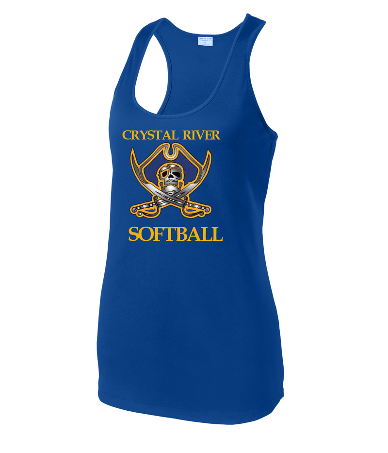 Crystal River High Softball Pirate Logo Ladies Tank-Top