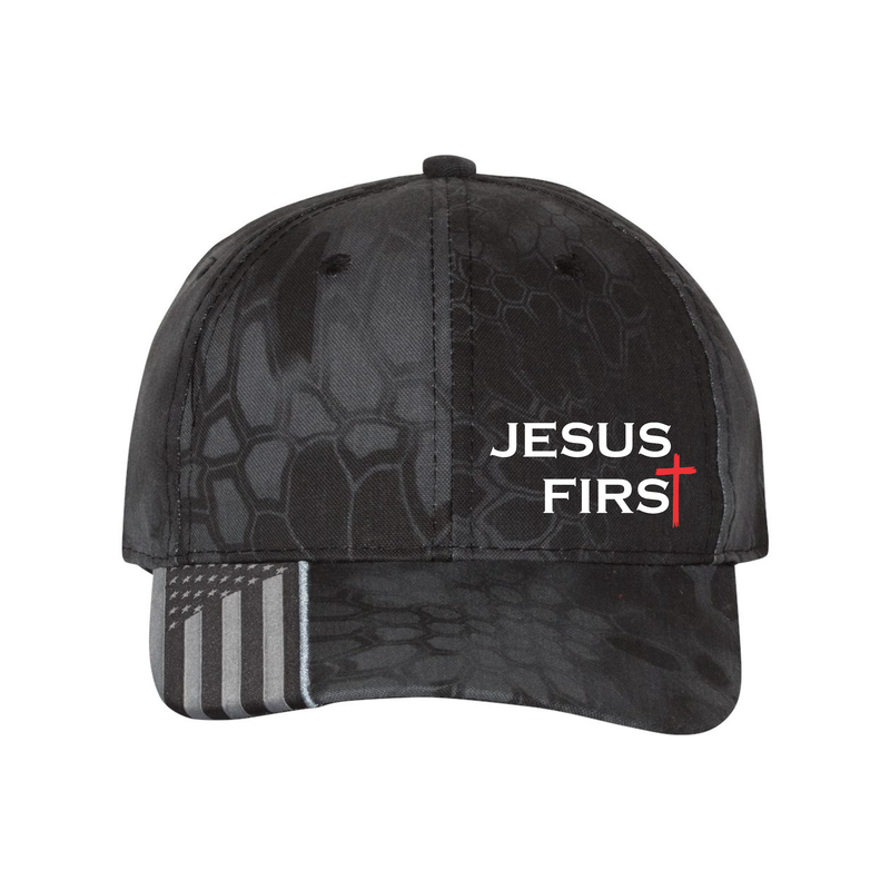 Jesus First Black USA Outdoor Cap